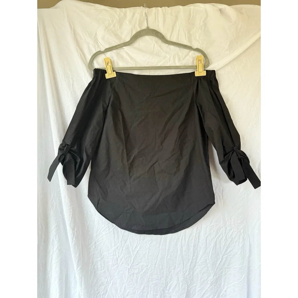 Babaton Aritzia Black Off Shoulder Blouse XS Fits S M Minimal Chic Top - Picture 9 of 10